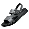 Sandaler Flat Man Summer 2024 Mens Slides Shoes For Men Slippers Buckle Strap Casual Outdoor Round Toe Sandal Male Beach