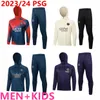 2023 24 PSSES JORDAM PARIS 트랙 슈트 까마귀 생존 2023 2023 PSGE KIDS MEN Chandal FUTBOL TRAING SUIT 축구 재킷 축구 세트 성인 남성 어린이 키트