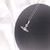 Viviennes Westwoods Insnana micro vedova semplice catena di maglioni con cuore pieno di diamanti