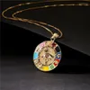 Colares de pingente Boho Drip Oil Zircon Eye Colar Hamsa Mão de Fátima Caixa Ouro Quatro Folhas Clover Coin Choker304i