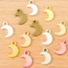 سحر 50PCS MINI MOON Charm لوقف القلادة المعلقات المجوهرات صنع DIY المصنوعة يدويًا 12 × 9 مم