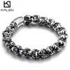 KALEN Punk Skull Pulseras Hombres Acero inoxidable Brillante Mate Cráneo Charm Link Cadena Brecelets Joyería gótica masculina 240226