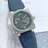 2024 BELLER MENS WOMEN BR WRISTWATCHES MENオートマチックメカニカルウォッチベルブラウンレザーブラックロスラバーリストウォッチギフト2828