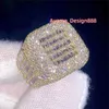 Iced Out Sier Bling Diamond Mens Real Moissanite Hip Hop Ring