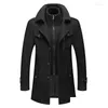 Casacos de Trench dos homens Mens Trench Coats Outono Inverno Lã Moda Médio Jaqueta Longa Masculina Gola Dupla Zipper Casaco Windbreak Lã Ove Dh7Bh