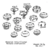 Klusterringar daxi 15 st/set crystal hjärtuppsättning för kvinnor elegant silverfärg finger 2024 mode uttalande kvinnliga smycken gåvor