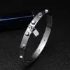 Kajia haute qualité 304L doux à la mode strass en forme de serrure point rond Liuding bracelet en acier inoxydable bijoux