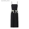 Urban Sexy Dresses Fashion Backless Bow Tie Long Dress for Women Clothing 2024 Spring French Vintage Bow Sling Black Dress A-Line Dress L240309