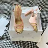 Francia Parigi passerella design donna estate pantofole col tacco alto punta quadrata stiletto sandali di marca di lusso fashion party 8CM sandali con tacco alto