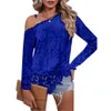 Designer Women's Clothing 2024 Spring and Autumn New Sweatshirt One Shoulder Decorative Spänne Off Axla Rose Lace Long Sleeved T-Shirt Sexig Slim Fit Top6vk4