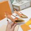 Blossom Slingback Pump Designers Kvinnor Sandaler 75mm 95mm 100% Real Leather Leather Sole Luxury Heels Sandaler Summer EU35-42 HEEL Women Loafers With Box Bowknot