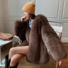 Full Skin Fox Grass Women's Mid Length Black Fur Coat 2023 Winter New Look Slimming 963917