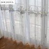 Luxuriöse transparente Vorhänge aus weißem Tüll für Wohnzimmer, mit Spitze bestickt, romantische Prinzessin, Fensterschutz, Küche, europäische Stickerei 240301