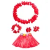 Flores decorativas crianças grama havaiana lei saia flor pulseira guirlanda traje fantasia terno hula prop decoração pulseiras bandana