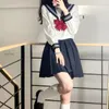 White Navy Sailor Suit School Girl Uniform Japanese Seifuku Student Girls Uniforms Costume Women Sexy JK Pleated Skirt 240301