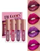 4 ColorsSet Matte Metallic Lip Gloss Glitter Shimmer Flip Lip Gloss Set Långvariga vattentäta diamanter Pearl Liquid Lipstick2222042