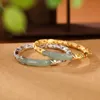 Fashion Gold-plated Hetian Jade Compound Bracelet Beaded Beads Bamboo Bangle Bracelet for Women Girls Jewelry Gifts 240226