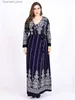 Abiti sexy urbani 2023 Autunno Inverno Abito avvolgente Donna Manica lunga Stampa retrò Maxi lungo Dubai Abaya Abito musulmano Taglie forti Abbigliamento islamico L240309