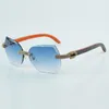 Fashionable micro cut lenses with full inlaid micro diamond sunglasses 8300817 high-quality natural orange wood leg sunglasses, size 60-18-135 mm