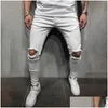 Pantalons pour hommes Mode Hommes Trou Casual Crayon Pantalon Hommes Dstring Jogger Solide Loisirs Mâle Pantalon De Survêtement Drop Livraison Vêtements Hommes Clothi Dhi4J