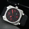 2024 BELLER MENS WOMELSWATCHES MEN自動機械時計ベルブラウンレザーブラックロスラバーリストウォッチギフト