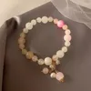 Lien Bracelets Gros Rose Rose Poudre Cristal Quartz Pierre Naturelle Streche Bracelet Cordon Élastique Pulserase Bijoux Perles Amoureux Femme