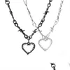 Hanger Kettingen Mode Gothic Doornen Brambles Hart Charme Choker Ketting Voor Mannen Vrouwen Hiphop Punk Zwarte Ketting Sieraden Geschenken Dro Dhknq