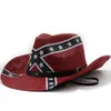 Bérets Mode Drapeau Américain Western Cowboy Chapeau Été Paille Soleil Pour Femmes Hommes Sombrero Hombre Jazz Caps