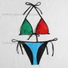 Kvinnliga damer bikini set hela brev tryckt korsband strandkläder textil kvinnor sommar strand simning slitage förtroende halter baddräkt