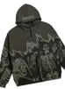 BIG PROMOTION Y2K Hip Hop Gothic Hoodie Mens Street Apparel Skull Pattern Zip Up Sweatshirt Casual Top Vintage Coat Unisex 240227