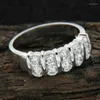 Cluster Ringen Groothandel Europese Amerikaanse Eenvoudige Dubbele Rij Zirkoon Mannen Bruiloft Mode Verlovingsceremonie Ring Vrouwen Vrouwelijke Fijne Sieraden