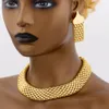 Zestaw biżuterii dla kobiet masywne kolczyki naszyjnik Dubai Gold Bransoleta African Fashion 3pcs Biżuteria na punk