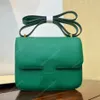 high quality crossbody designer bags Shoulder Bags 24CM epsom Genuine Leather Stewardess bag Hand waxed thread sewing saddle bag Green lady bag Gift box packaging