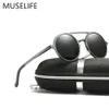 MUSELIFE brand aluminum magnesium polarized sunglasses sunglasses men's round driving punk glasses shadow Oculus masculino Y2265t