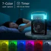 Mini climatiseur électrique Portable pour chambre, ventilateur de refroidissement par eau, 5 pulvérisations, USB, bureau, 7 couleurs, lumière LED, Humidification