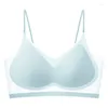 BRAS Ultra Thin Ice Silk Seamless Sexy Top Women Plus Size Soft Breattable Underwear Wireless Solid underkläder samlade vadderad behå