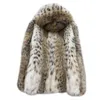 2023 New Lynx Hair High End Luxury Hat Fashion Celebrity Women's Bobcat Fur Coat 263492