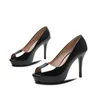 Dress Shoes Sexy Pumps Women Platform Heels Shallow Peep Toe High Ladies Wedding Black Talon Femme