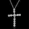 45 cm Crystal 14k White Gold Necklace Wedding Charms Women Lady Noble Fashion Jewelry Classic Cross Nice Gift