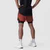 Ginásio esportes fiess shorts masculinos 2-em-1 dupla camada jogger ao ar livre correndo basquete treinamento shorts casual praia calça