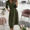 UBieraj się kobiety Lato długie rękawy boho kwiatowy maxi sukienka lady vintage elegancka impreza koktajlowa