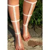 Women Fashion Cotton Crochet Anklets Beach Barefoot Sandals Anklet Chain Black White