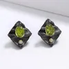 Ohrstecker CIZEVA Modedesign Peridot Stein Für Frauen Retro Schwarz Gold Farbe Earing Hochzeit Verlobung Ohrringe Schmuck Geschenke