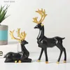 装飾的なオブジェクト図形ノースインズ樹脂ゴールデンミニカップルインテリアジオメトリアートモデルのための鹿の置物