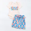 Kläder sätter Girlymax 4 juli självständighetsdagen syskon amerikansk älskling sommar baby flickor shorts set romper barn kläder