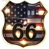 Metal Painting Route 66 USA Flags Shield Metal Tin Signs Posters Plate Wall Decor for Garage Bars Man Cave Cafe Clubs Home Retro Posters Plaque T240309