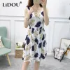 Klänning sommar ny koreansk stil elegant modeklänning kvinnor kawaii blommig estetik vestidos de fiesta chic all match robe femme