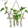 Vaser ins vägg hängande glasblomma knopp vas med trä teströrhållare för förökning hydroponic växtplanter terrarium container l240309