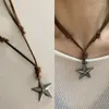 Collane con ciondolo Collana con stella in corda regolabile in pelle per donna Accessori per gioielli Boho Harajuku in stile etnico vintage 264E