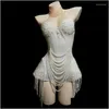 Stage Wear Perles blanches Perles Body Jazz Dance Costume Soirée Discothèque Bar Show Prom Anniversaire Outfit Femmes Vêtements Drop Delive DHFCO